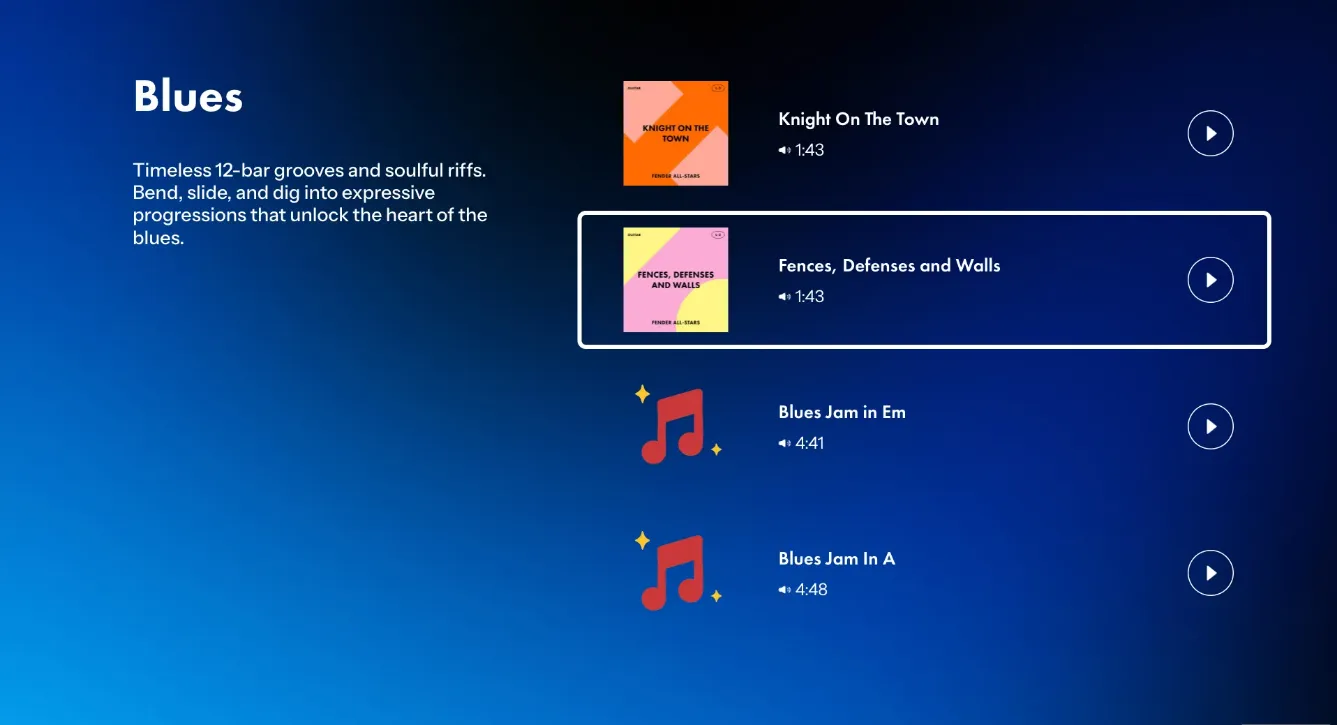 Fender app screen shot 2